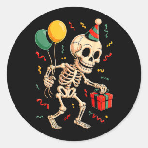 Skelett Geburtstag Lustig Happy Halloween Bday für Runder Aufkleber