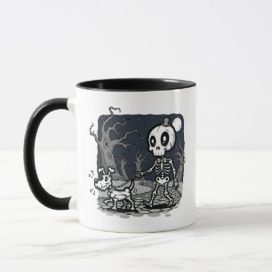 Skelett gehender Hund Halloween-Kunst Tasse