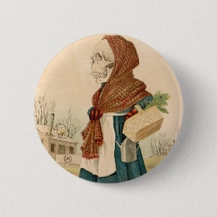 Skelett-Gemüse-Dame Button