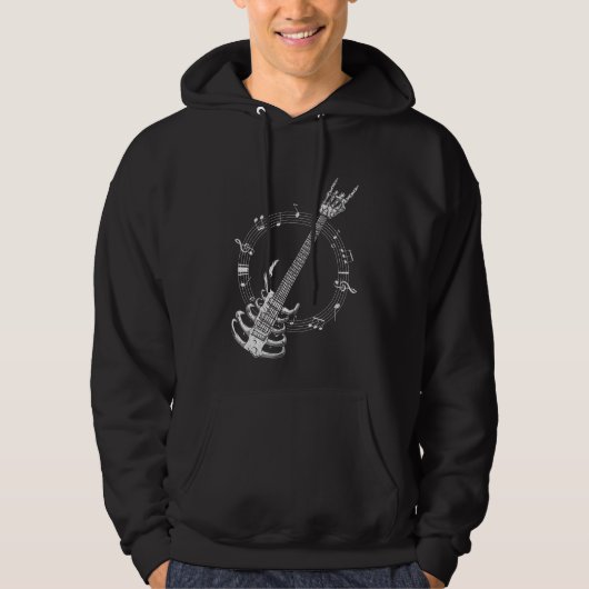 Skelett Gitarre Lover Rock Musik Fan Hoodie (Vorderseite)