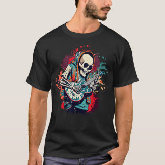 Skelett Gitarre spielen Haloween Kostüme Guitari T-Shirt