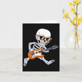 Skelett Gitarrenrock und Roll Boys Kinder Karte (Gelbe Blume)
