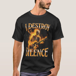 Skelett-Gitarrist I Zerstöre Stille Rockmusik De T-Shirt