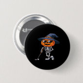 Skelett-Golf-Halloween-Kürbis-Golfer-Tee Button (Vorne & Hinten)