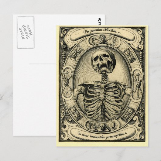 Skelett, Goth, Mittelalter Postkarte (Vorne/Hinten)