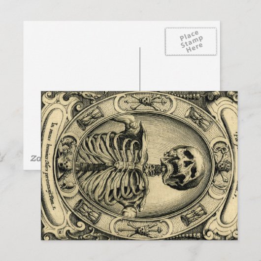 Skelett, Goth, Mittelalter Postkarte (Vorne/Hinten)