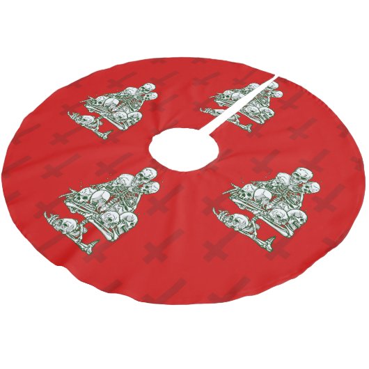 Skelett-Gothic-Kreuz Polyester Weihnachtsbaumdecke (Schrägansicht)