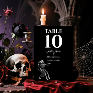 Skelett-Gotik-Halloween-Alternative-Hochzeit Tischnummer