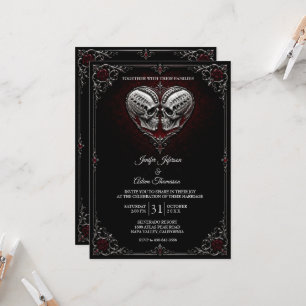 Skelett-Gotik-Hochzeit Halloween Einladung