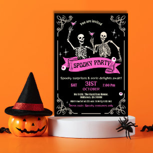 Skelett-Gruselparty-Halloween-Kostüm-Cocktail Einladung