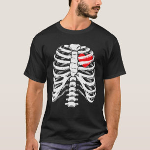 Skelett Halloween Kostüm Herz Rib Käfig Knochen X- T-Shirt