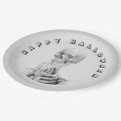 Skelett Halloween-Papierteller Pappteller (Schrägansicht)