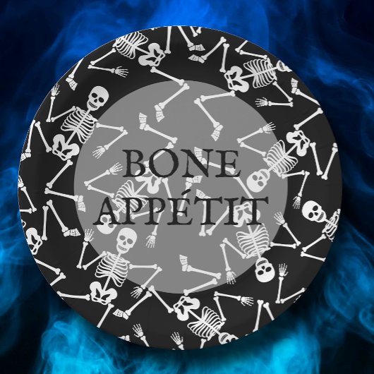 Skelett Halloween-Party Black Pappteller