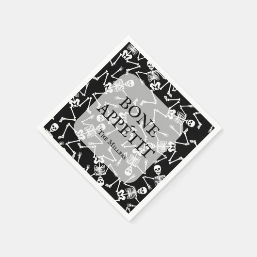 Skelett Halloween-Party Black Serviette (Ecke)