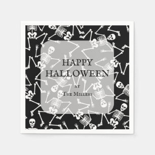 Skelett Halloween-Party Black Serviette