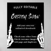 Skelett Halloween Party Table Sign Poster (Vorne)