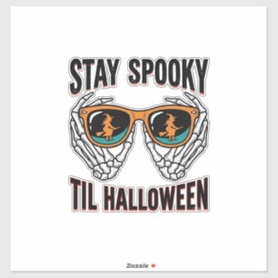 Skelett-Halloween-Shirt mit Hexen-Sonnenbrille Vin Aufkleber