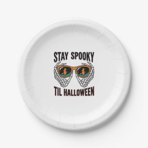 Skelett-Halloween-Shirt mit Hexenbrille Vintage Pappteller