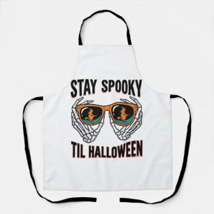 Skelett-Halloween-Shirt mit Hexenbrille Vintage Schürze