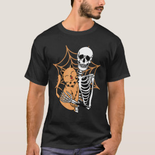 Skelett hält eine Katze Faules Halloween-Kostüm Sc T-Shirt