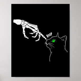 Skelett-Hand Boop Auf Einer Katze Nase Lustiges Ha Poster
