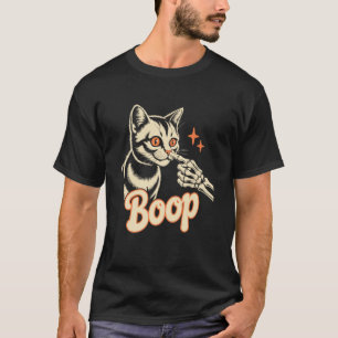 Skelett-Hand Boop Katze Vintage Lustige Retro-Katz T-Shirt