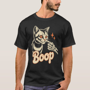 Skelett-Hand Boop Katze Vintage Lustige Retro Katz T-Shirt