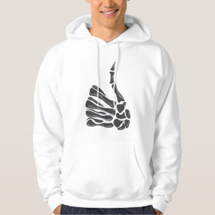 Skelett-Hand Daumen Hoch Weiße Kapuzenjacke Hoodie