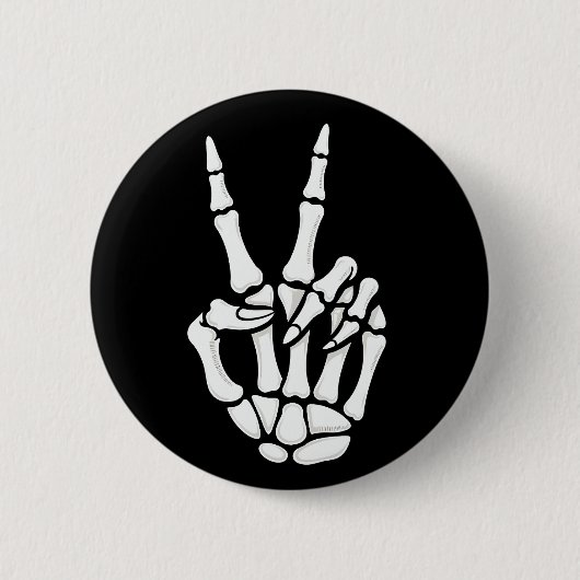 Skelett-Hand-Friedenszeichen Cool Halloween Button (Vorderseite)