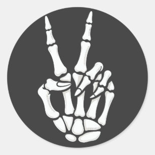 Skelett-Hand-Friedenszeichen Cool Halloween Runder Aufkleber