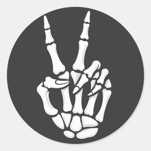 Skelett-Hand-Friedenszeichen Cool Halloween Runder Aufkleber (Vorderseite)