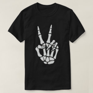 Skelett-Hand-Friedenszeichen Cool Halloween T-Shirt