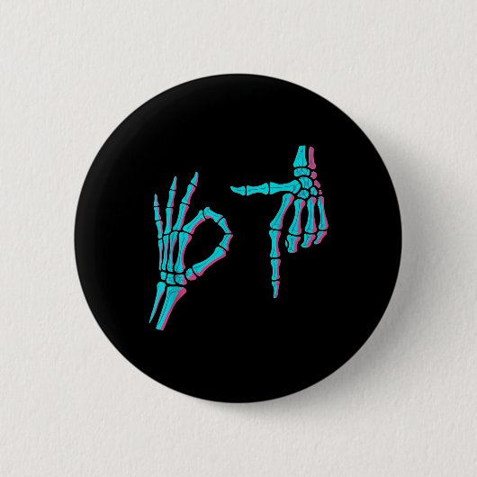 Skelett Hand Funny Sechs Sieben 6 7 Meme 67 Hallow Button (Vorderseite)