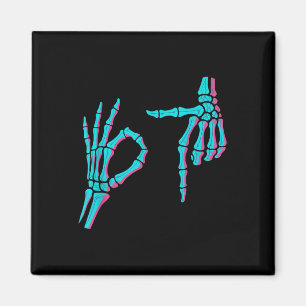 Skelett-Hand Funny Sechs Sieben 6 7 Meme 67 Hallow Magnet
