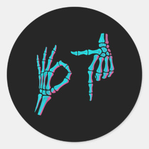 Skelett Hand Funny Six Seven 6 7 Meme 67 Halloween Runder Aufkleber
