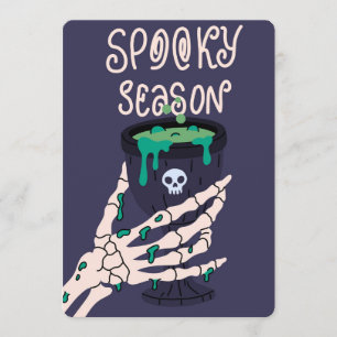 Skelett-Hand hält grüne Zaubertrank-Spooky-Saison Feiertagskarte