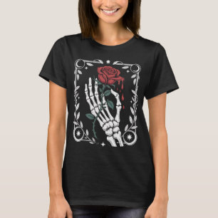 Skelett-Hand hält Rosen-Gothic-T-Shirt für Dunkle T-Shirt