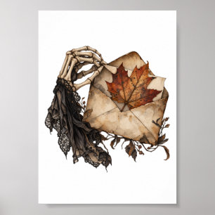 Skelett-Hand Herbst-Brief 5x7 Poster