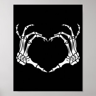 Skelett-Hand-Herz-Halloween-lustige-Knochen-Liebe  Poster