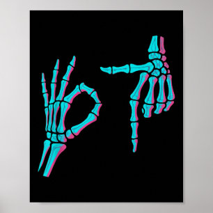 Skelett-Hand Lustig Six Seven 6 7 Meme 67 Hallowee Poster