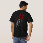 Skelett Hand mit Rose - Gotische Romantik Kunst T-Shirt (Schwarz voll)