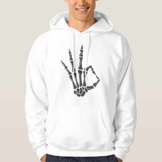 Skelett-Hand OK-Zeichen Hoodie (Vorderseite)