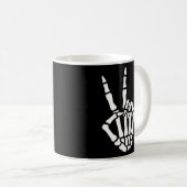 Skelett Hand-Peace-Schild Knochen für oder Kaffeetasse (VorderseiteRechts)