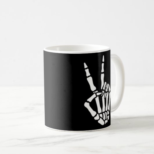 Skelett Hand-Peace-Schild Knochen für oder Kaffeetasse (VorderseiteRechts)