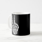 Skelett Hand-Peace-Schild Knochen für oder Kaffeetasse (Vorderseite Links)