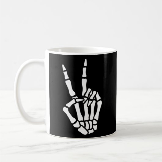 Skelett Hand-Peace-Schild Knochen für oder Kaffeetasse (Links)