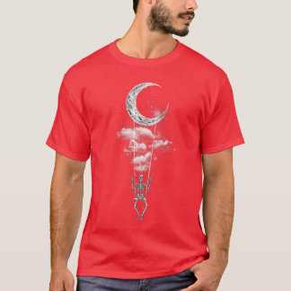 Skelett-Hand Rock On Mond Swing Lustiges Halloween T-Shirt