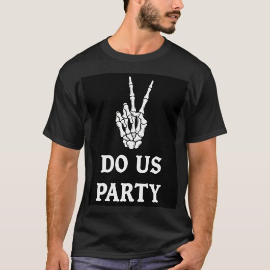 Skelett-Hand-Rock-Party-Schild-Stil T-Shirt (Vorderseite)