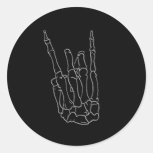 Skelett-Hand Rockstar Schwarze Geburtstagsfeier Runder Aufkleber