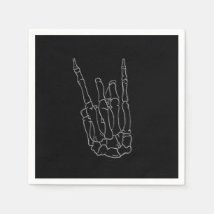 Skelett-Hand Rockstar Schwarze Geburtstagsfeier Serviette